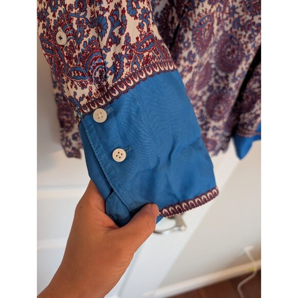 J Crew Classic-fit cupro blend shirt floral paisley women size 16 - Picture 5 of 7